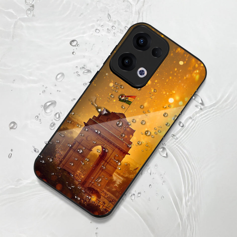 Oppo Reno 13 5G Premium Acrylic Shockproof Glass Back Case (India Gate)