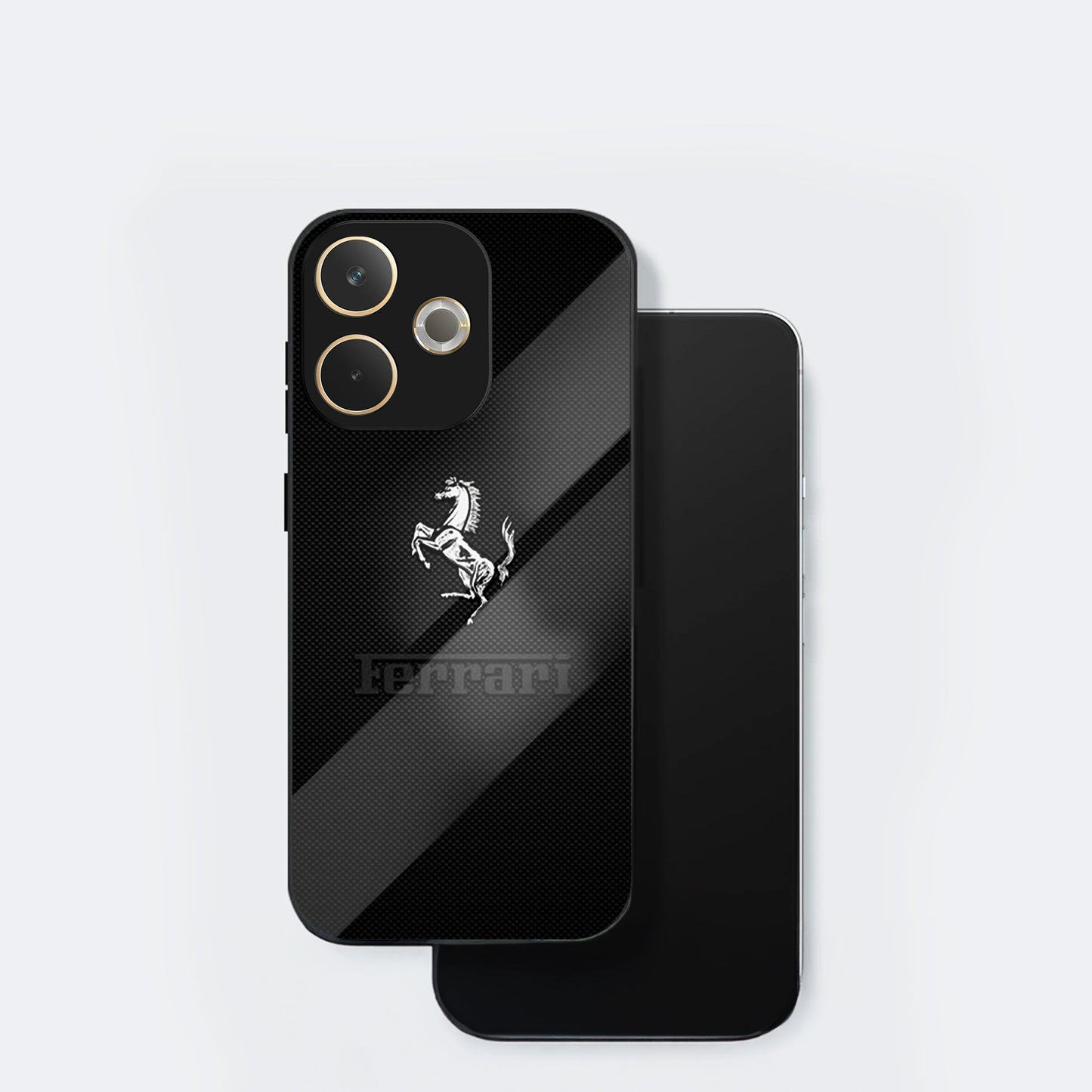 Oppo A5 Pro 5G Premium Acrylic Shockproof Glass Back Case (Ferrari Carbon Fiber)