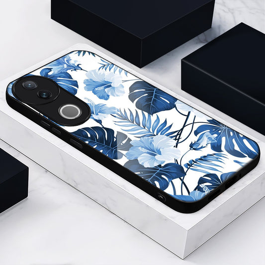 Vivo V50 5G Premium Acrylic Shockproof Glass Back Case (Pacific Petals)