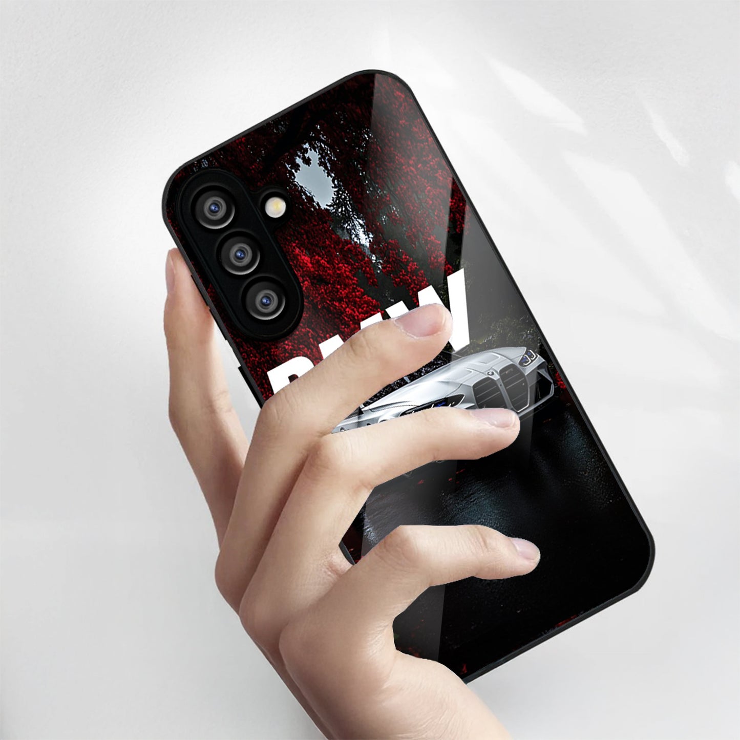 Samsung Galaxy A56 Premium Acrylic Shockproof Glass Back Case (Redline BMW)