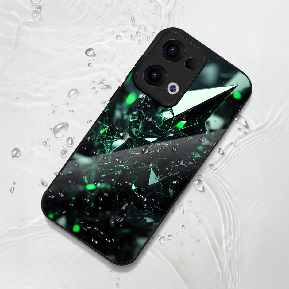 Oppo Reno 13 5G Premium Acrylic Shockproof Glass Back Case (Green Prism)