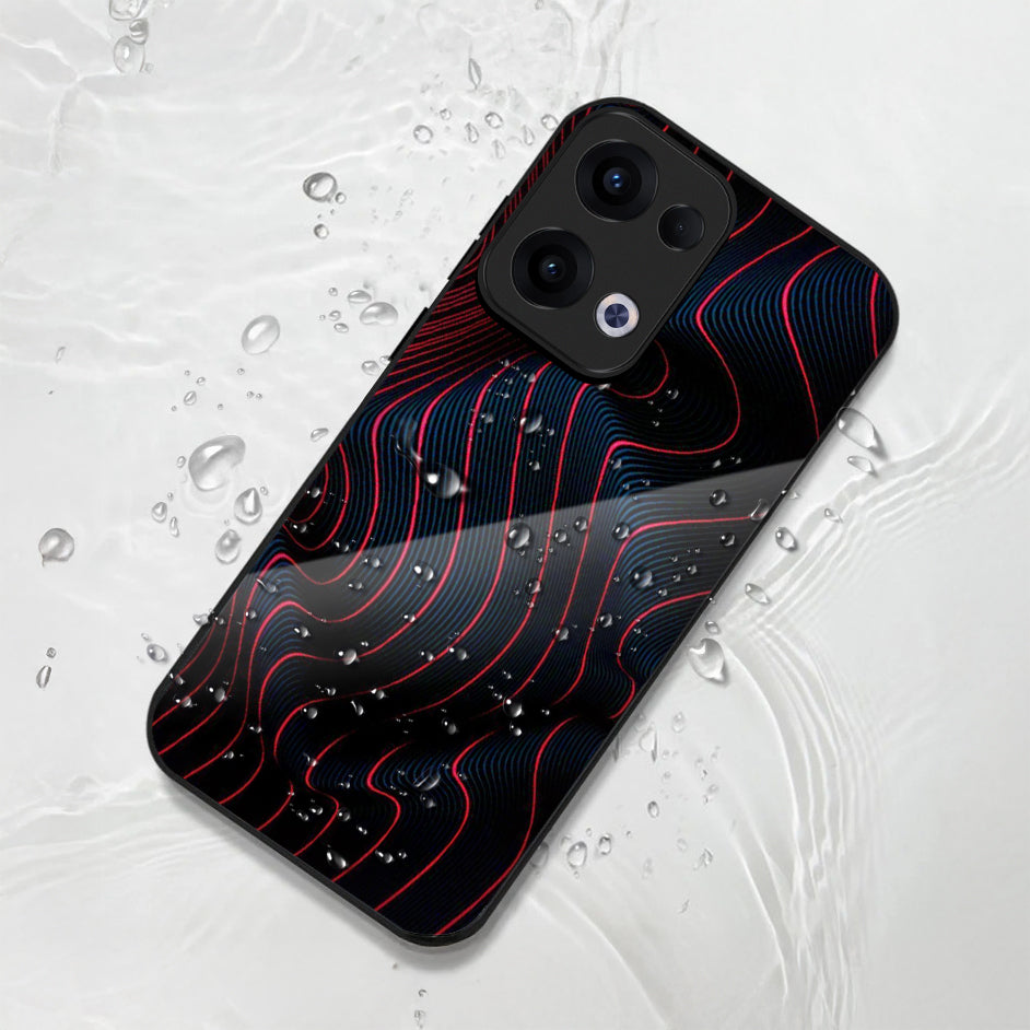 Oppo Reno 13 5G Premium Acrylic Shockproof Glass Back Case (Neon Waves)