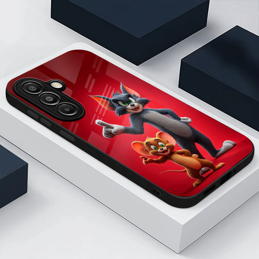 Samsung Galaxy A56 Premium Acrylic Shockproof Glass Back Case (Tom and Jerry)