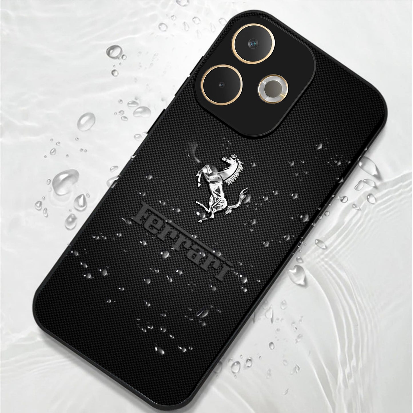 Oppo A5 Pro 5G Premium Acrylic Shockproof Glass Back Case (Ferrari Carbon Fiber)