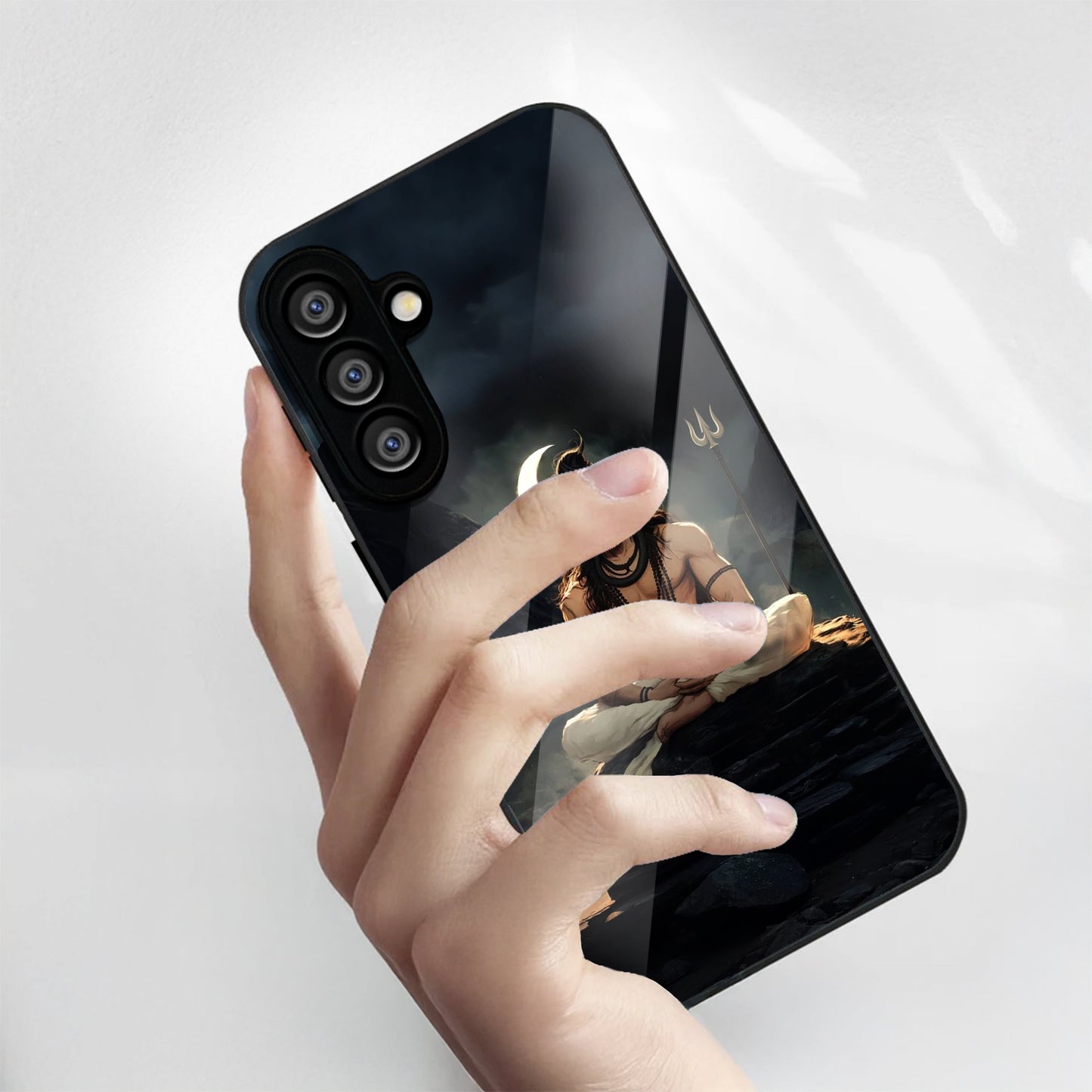 Samsung Galaxy A36 Premium Acrylic Shockproof Glass Back Case (Shiva Spirit)