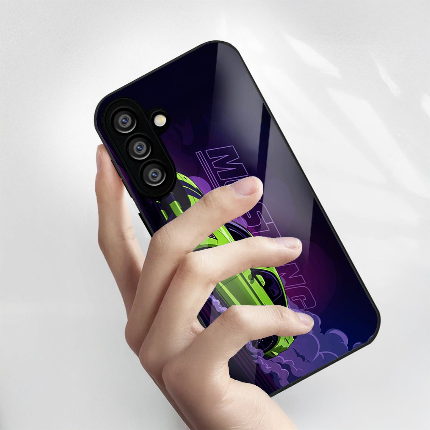 Samsung Galaxy A56 Premium Acrylic Shockproof Glass Back Case (Neon Mustang)