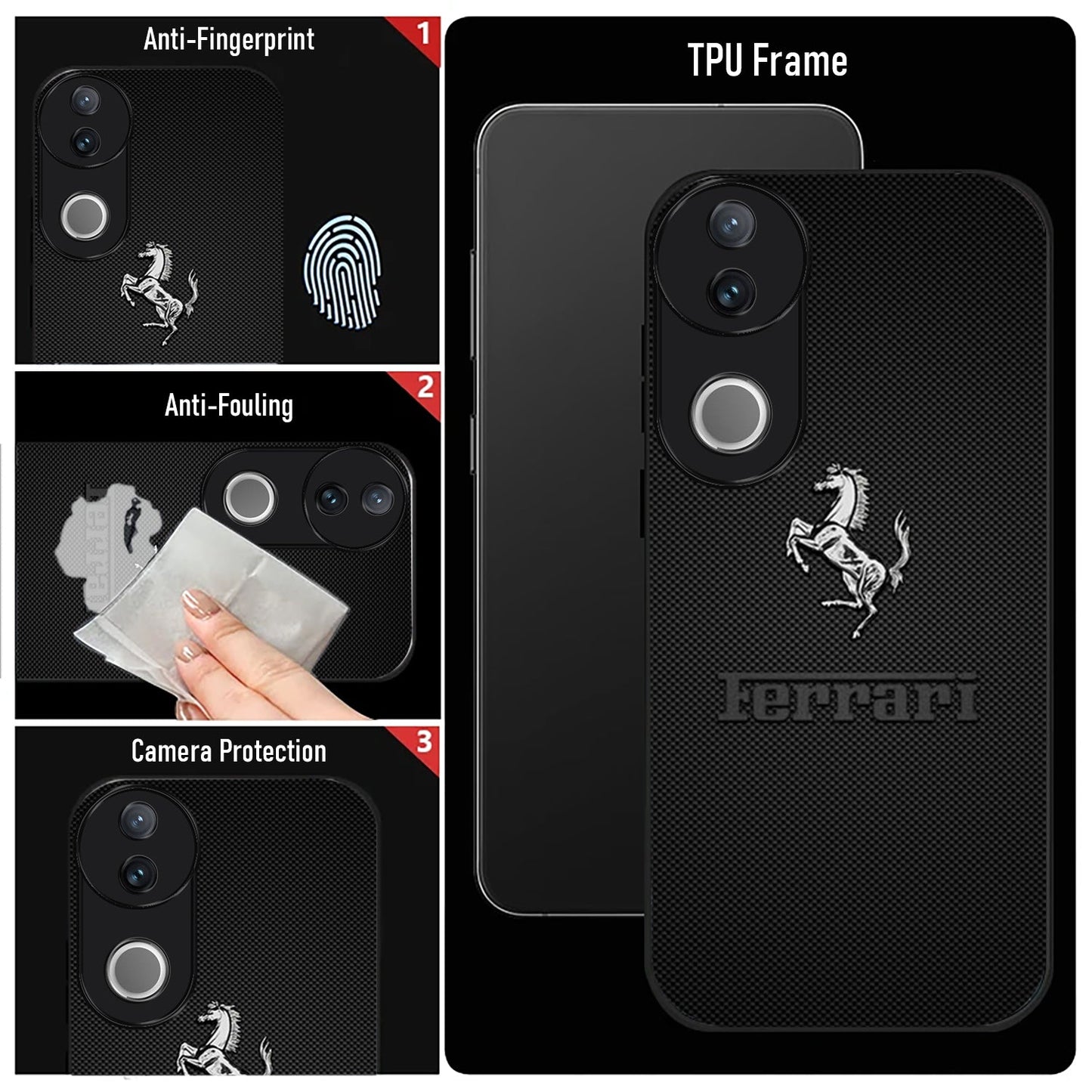 Vivo V50 5G Premium Acrylic Shockproof Glass Back Case (Ferrari Carbon Fiber)