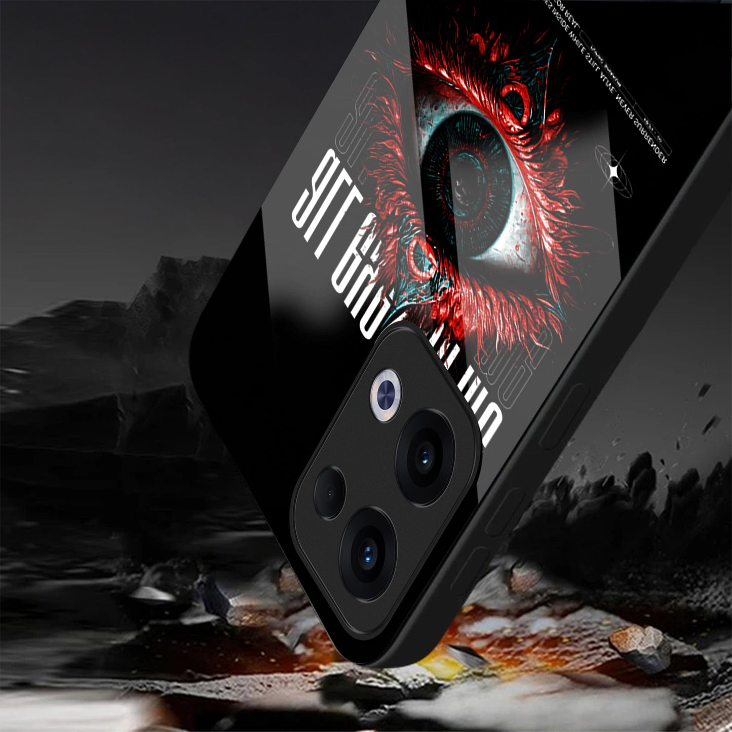 Oppo Reno 13 5G Premium Acrylic Shockproof Glass Back Case (Angry Eye)