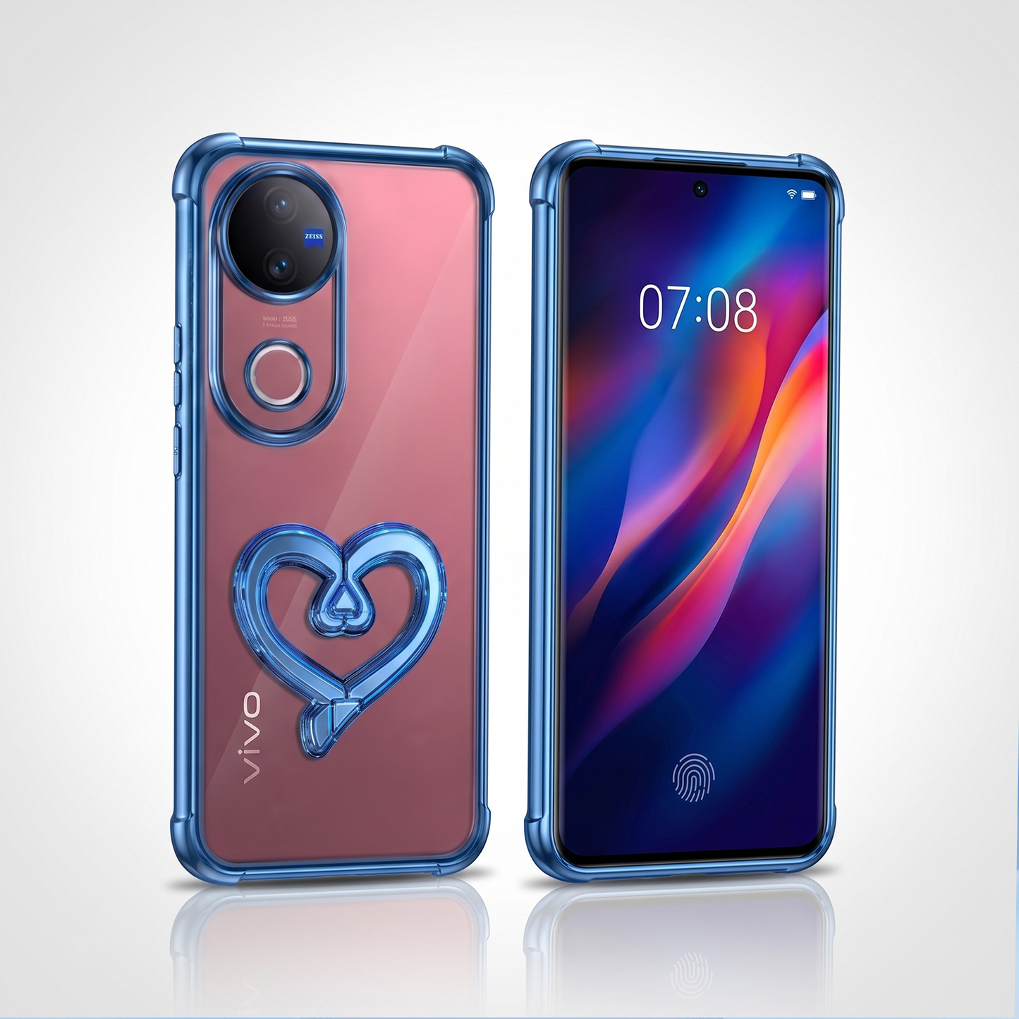 Vivo V50 5G Premium Heart Transparent Shockproof Airbag Phone Case