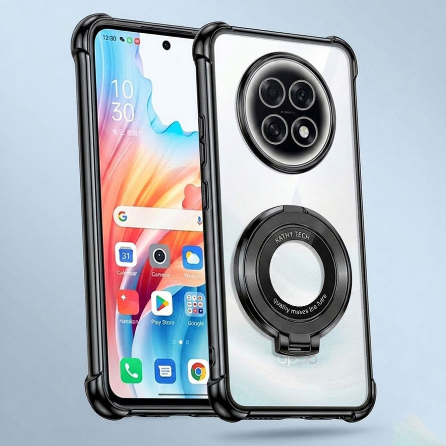 Oppo F31 Pro+ 5G Original Luxury Magnifier Ring Stand Shockproof Airbags Corner Case (Buy 1 Get 1 Free Surprise Cover)