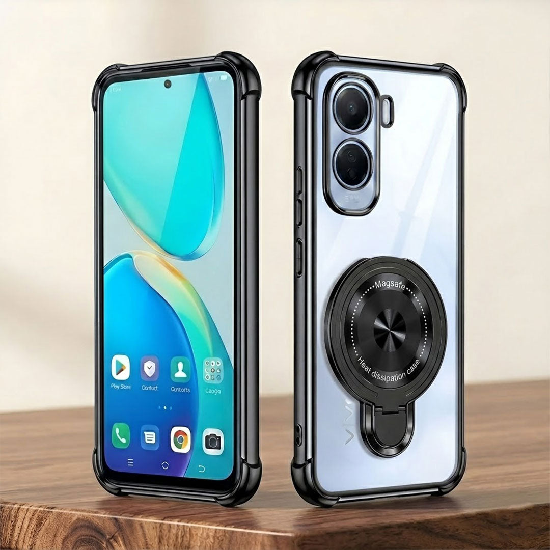 Vivo T5 Pro 5G Luxury Four Corner Invincible Bracket Ring Stand Case