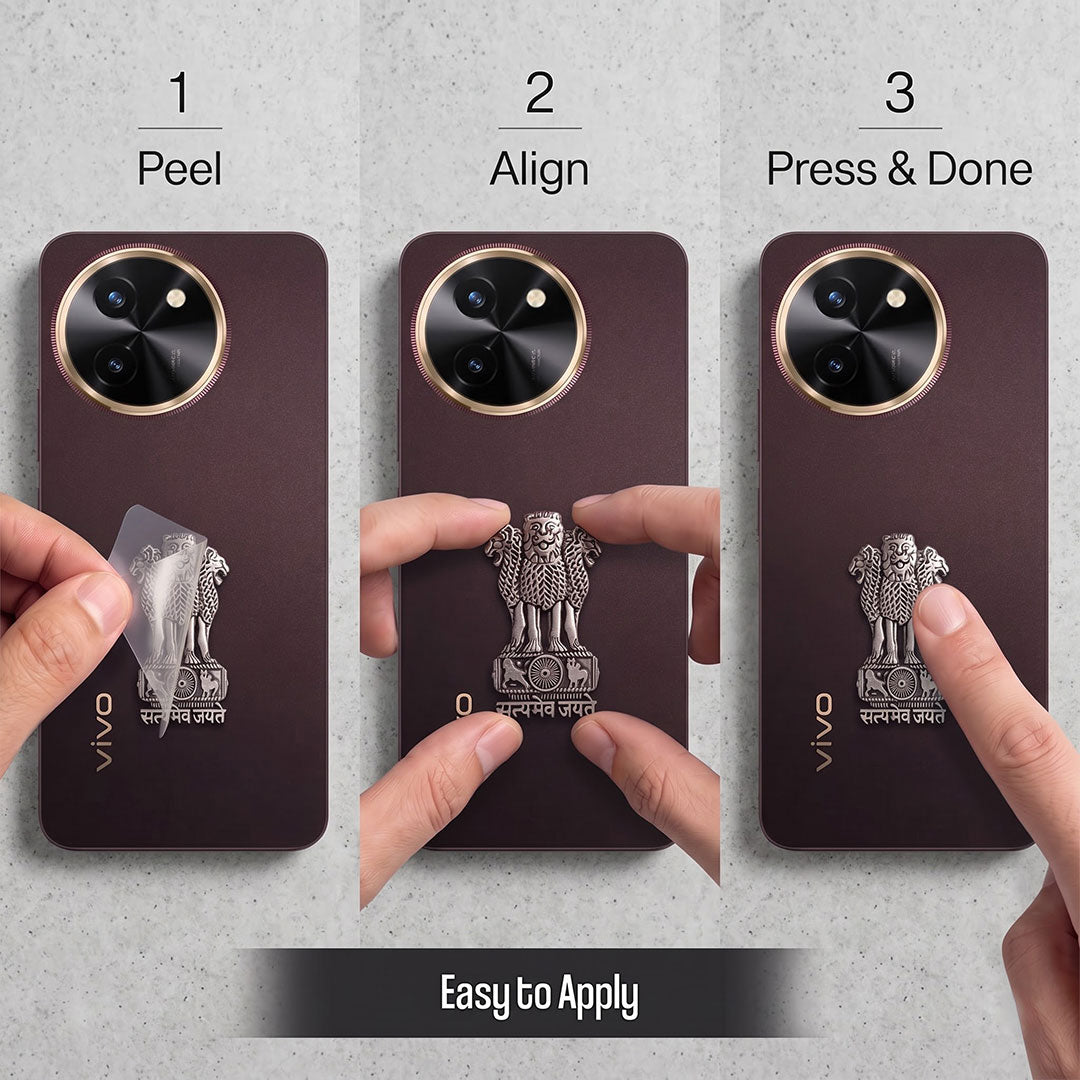 Vivo T3x 5G Compatible Satyamev Jayate 3D Metal Emblem Sticker