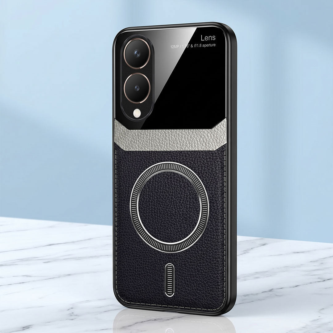 Vivo Y28 5G Premium Magsafe Magnetic Leather Lens Protective Case