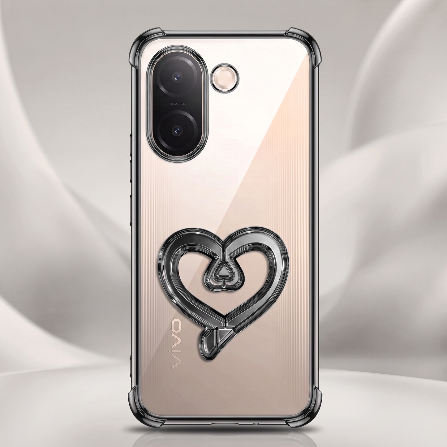 Vivo V60e 5G Premium Heart Transparent Shockproof Airbag Phone Case