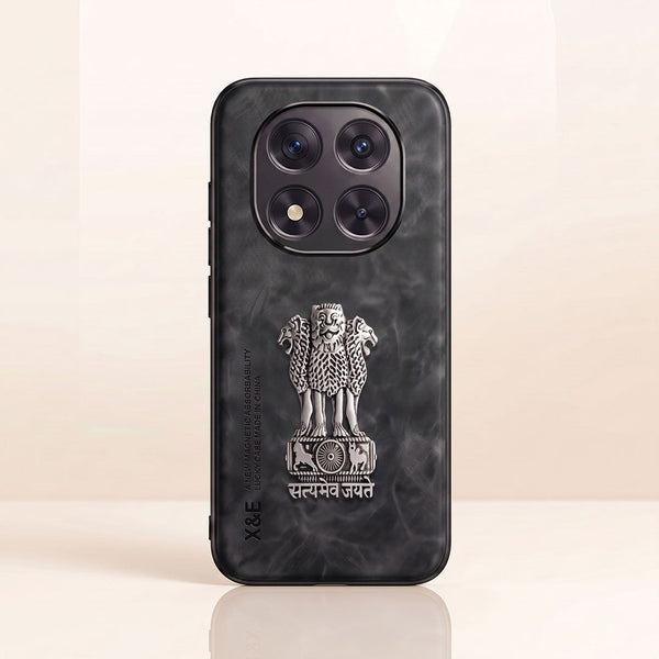 Redmi Note 14 Pro+ 5G Metal Emblem Satyamev Jayate Comfortable Sheepskin Phone Case