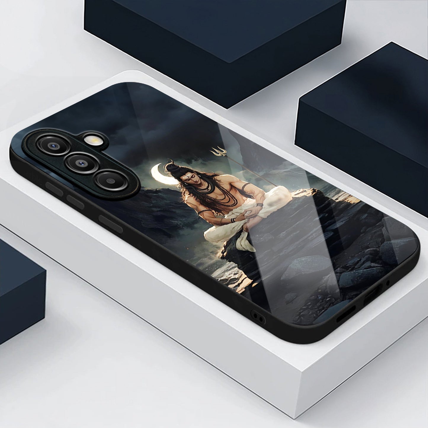 Samsung Galaxy A56 Premium Acrylic Shockproof Glass Back Case (Shiva Spirit)