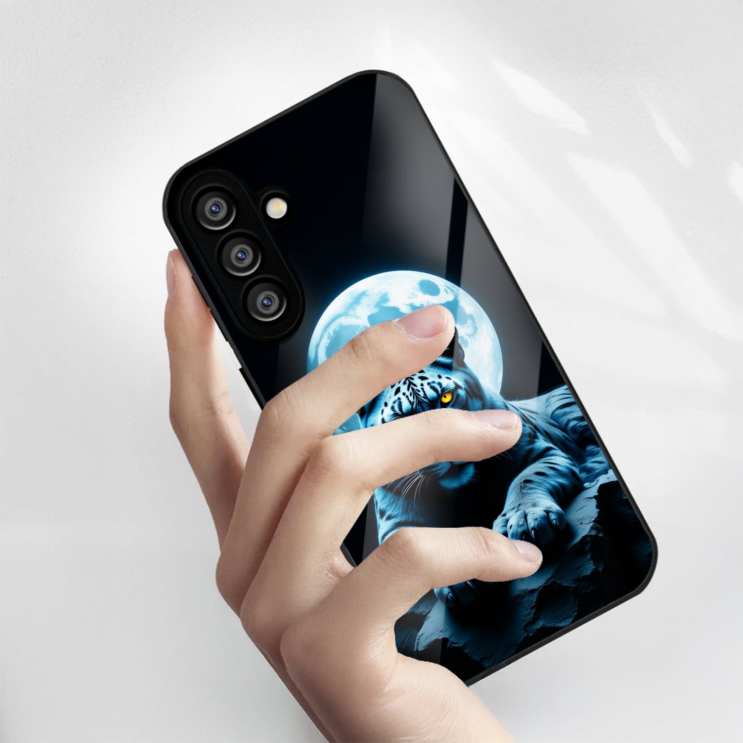 Samsung Galaxy A36 Premium Acrylic Shockproof Glass Back Case (Moon Predator)