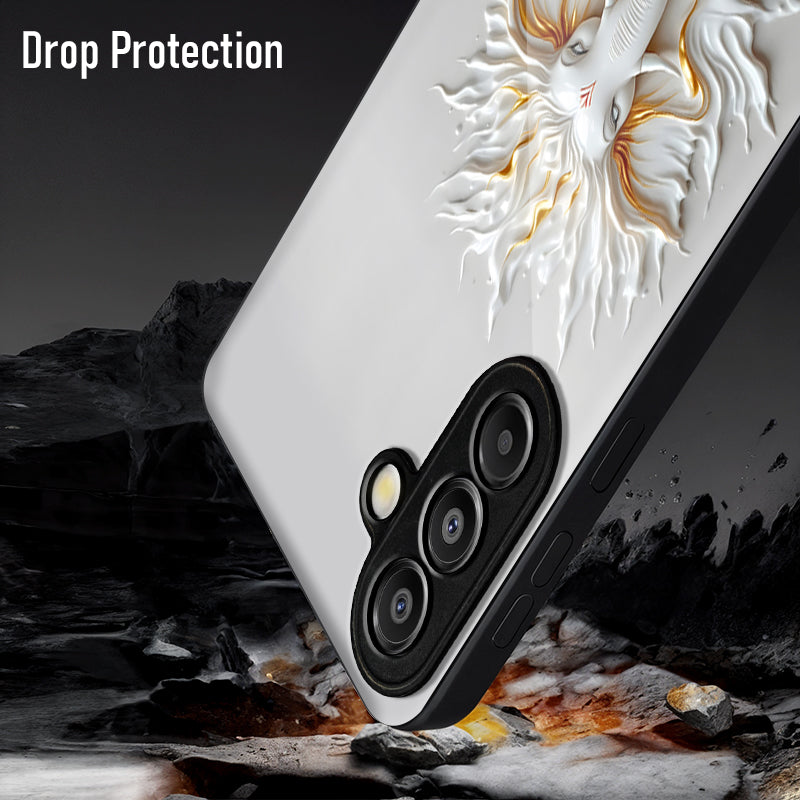 Samsung Galaxy A56 5G Premium Acrylic Shockproof Glass Back Case (White Ganesha)