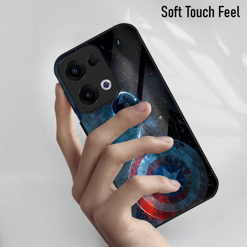Oppo Reno 13 5G Premium Acrylic Shockproof Glass Back Case (Captain America)