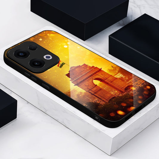Oppo Reno 13 5G Premium Acrylic Shockproof Glass Back Case (India Gate)