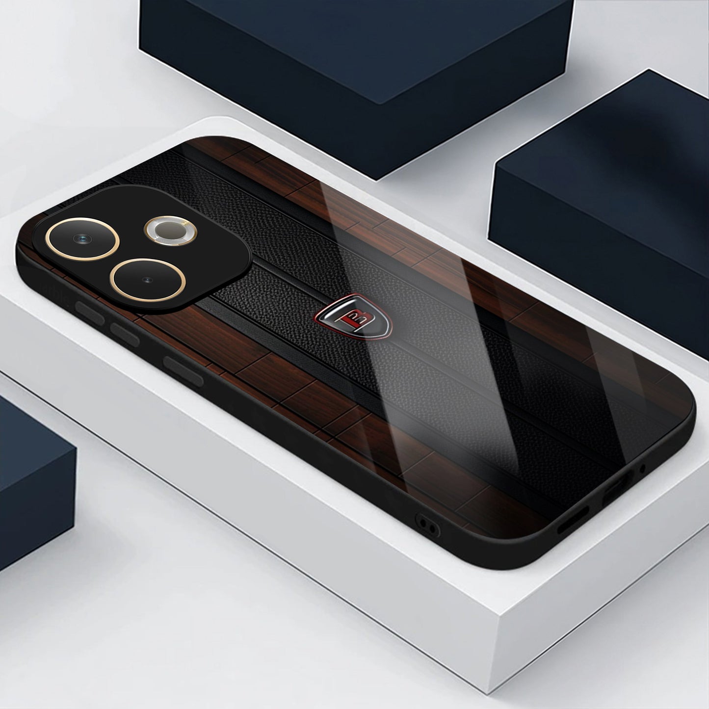 Oppo A5 Pro 5G Premium Acrylic Shockproof Glass Back Case (Carbon Oak)