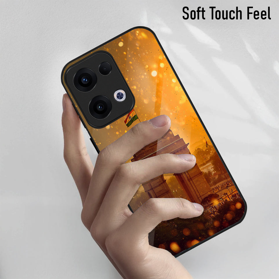 Oppo Reno 13 5G Premium Acrylic Shockproof Glass Back Case (India Gate)