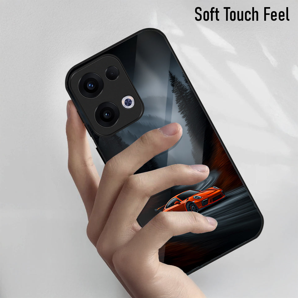 Oppo Reno 13 5G Premium Acrylic Shockproof Glass Back Case (Nissan GTR)
