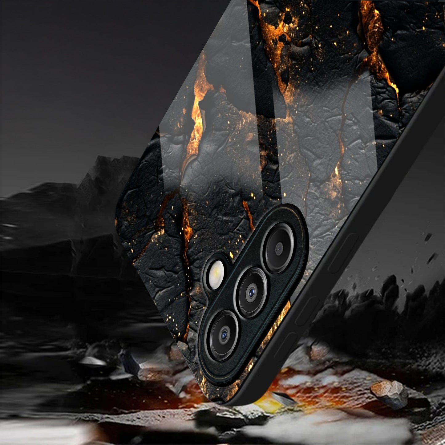 Samsung Galaxy A56 5G Premium Acrylic Shockproof Glass Back Case (Volcanic Gold)