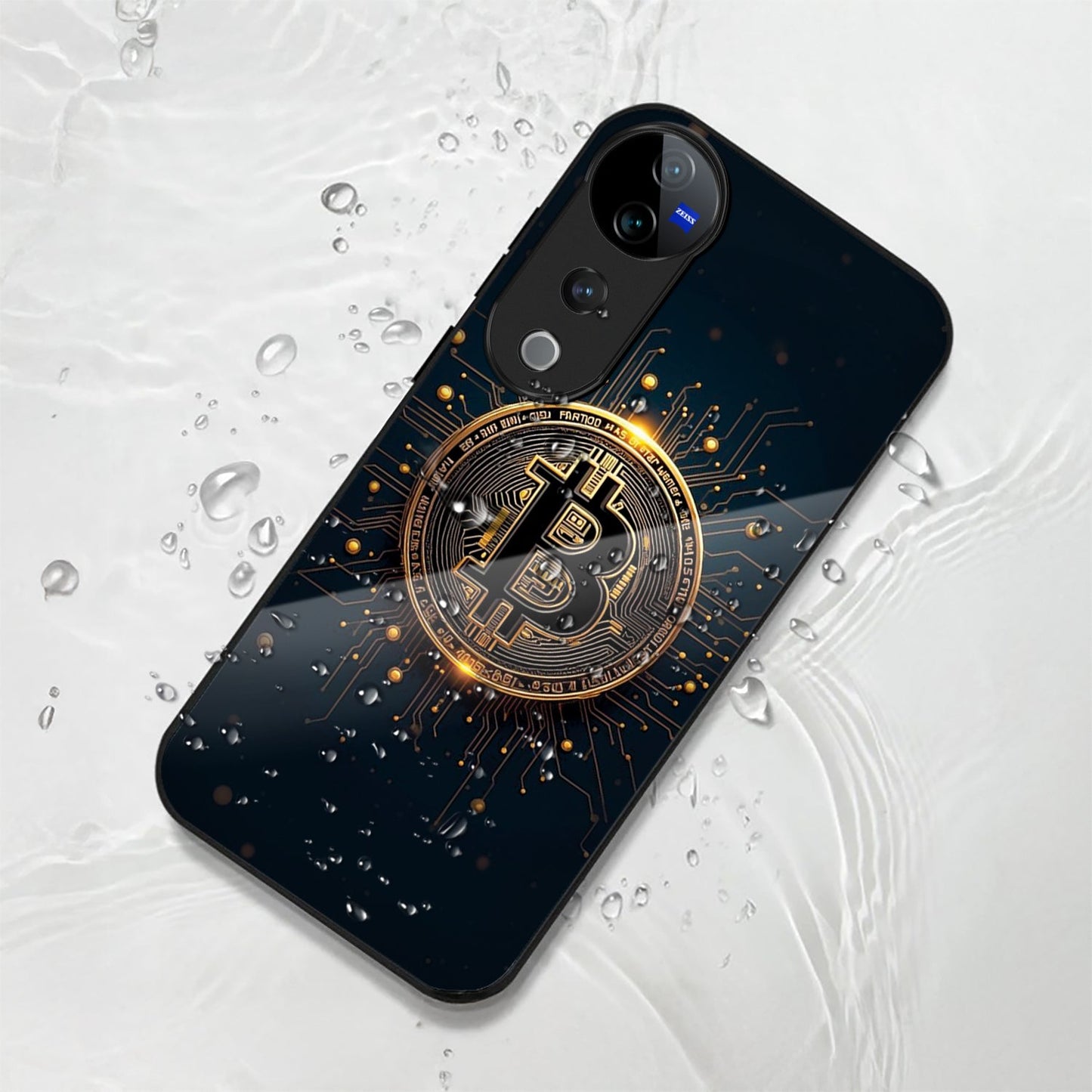 Vivo V40 Pro 5G Premium Acrylic Shockproof Glass Back Case (Bitcoin Armor)