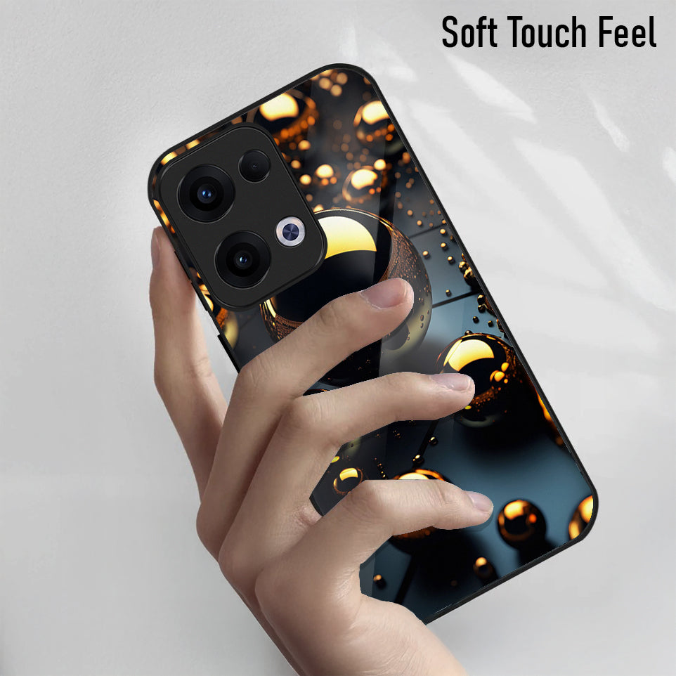 Oppo Reno 13 5G Premium Acrylic Shockproof Glass Back Case (Molten Gold)