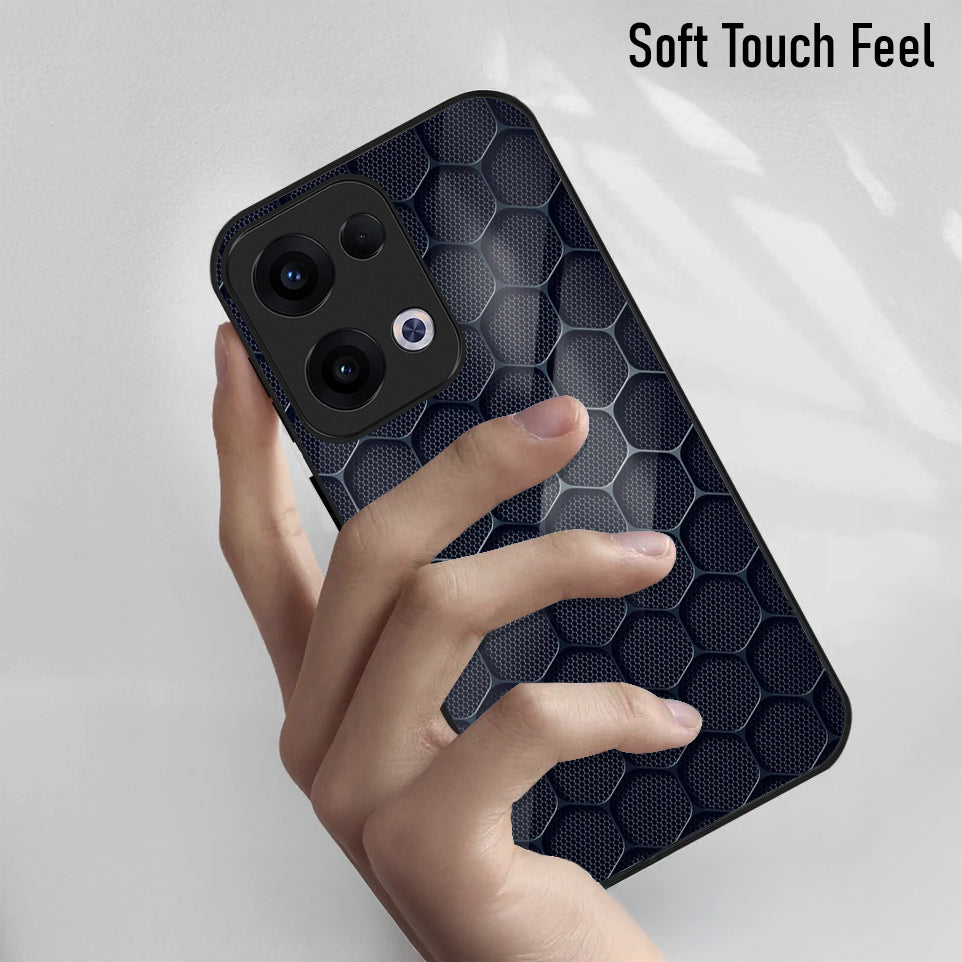 Oppo Reno 13 5G Premium Acrylic Shockproof Glass Back Case (Midnight Mesh)