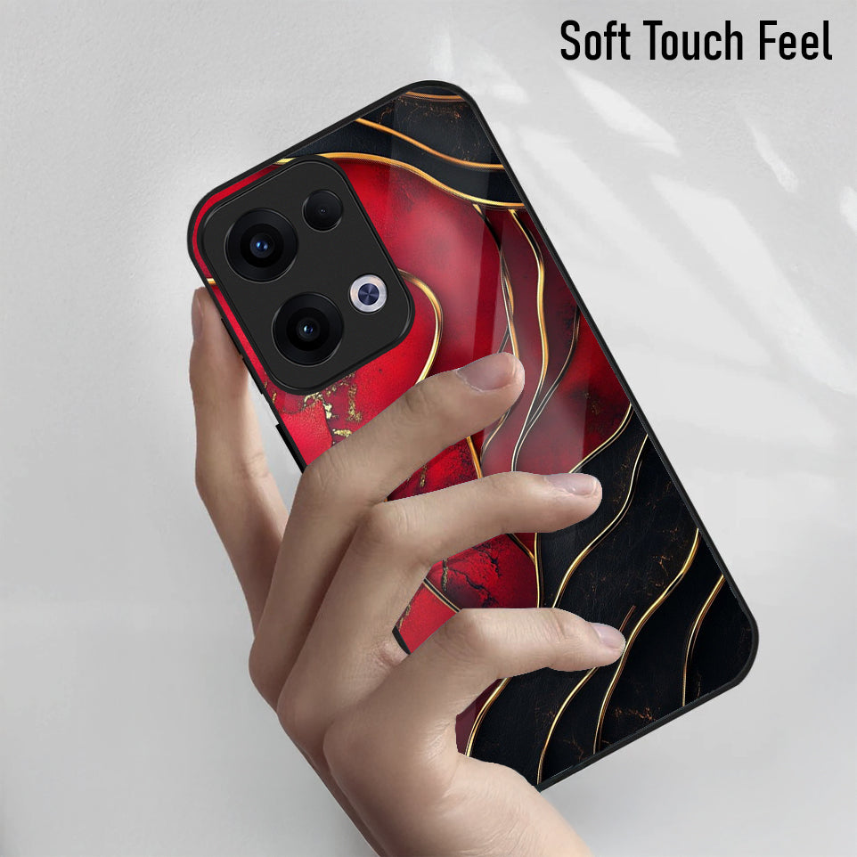 Oppo Reno 13 5G Premium Acrylic Shockproof Glass Back Case (Golden Blaze)