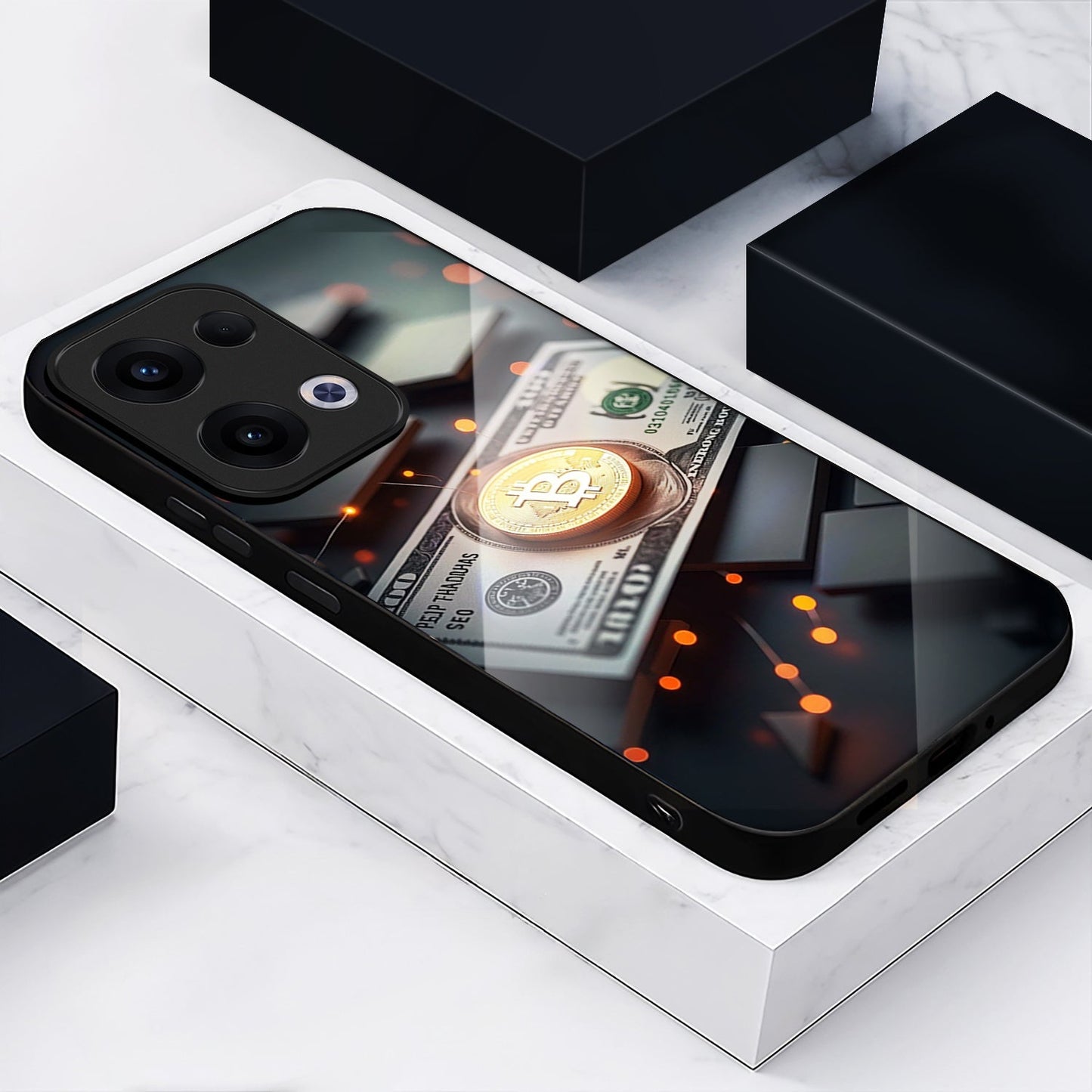 Oppo Reno 13 5G Premium Acrylic Shockproof Glass Back Case (Billion Dollar)