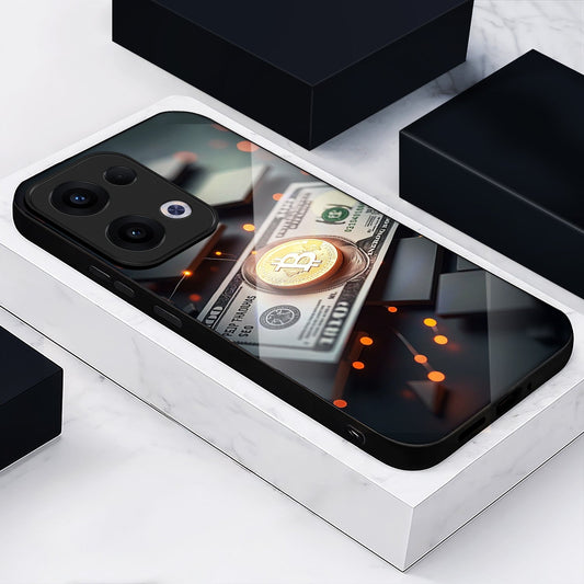Oppo Reno 13 5G Premium Acrylic Shockproof Glass Back Case (Billion Dollar)