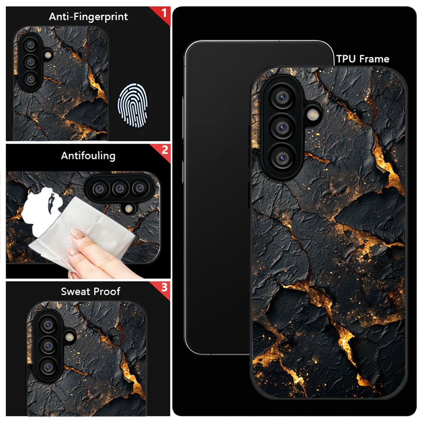 Samsung Galaxy A56 5G Premium Acrylic Shockproof Glass Back Case (Volcanic Gold)