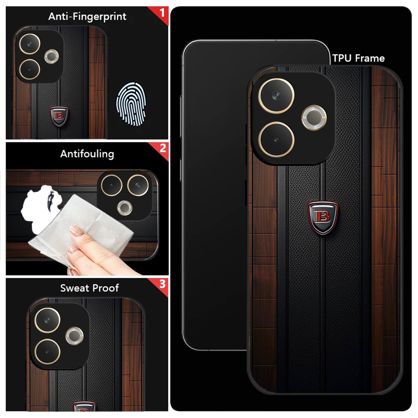 Oppo A5 Pro 5G Premium Acrylic Shockproof Glass Back Case (Carbon Oak)