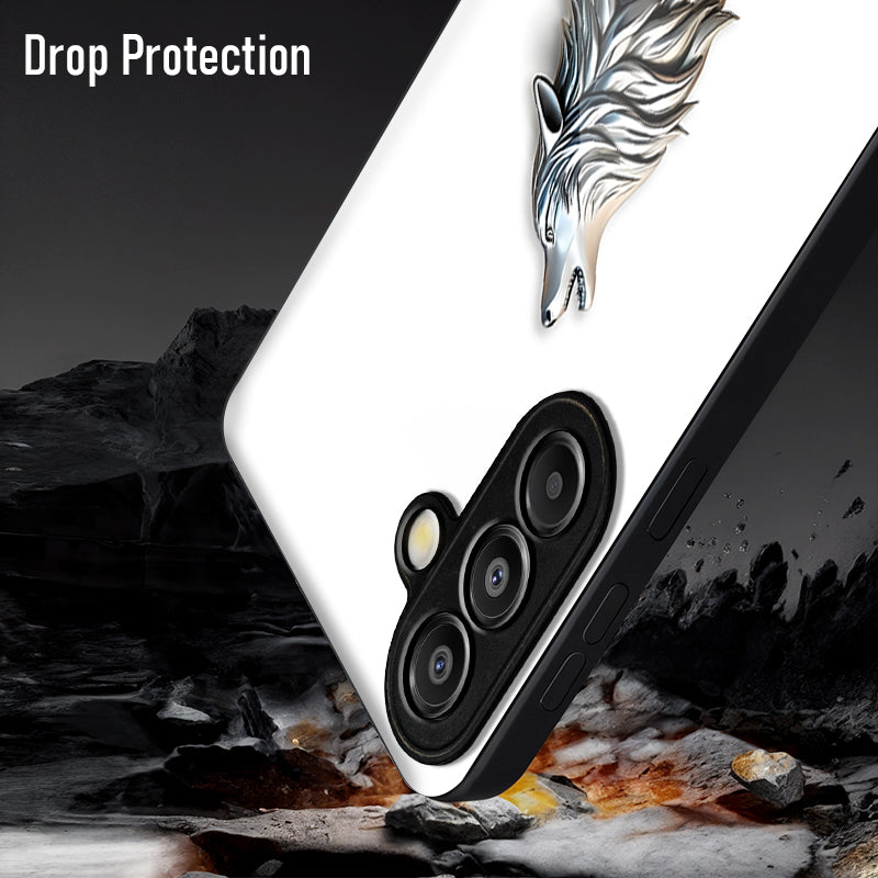 Samsung Galaxy A56 5G Premium Acrylic Shockproof Glass Back Case (Silver Wolf)