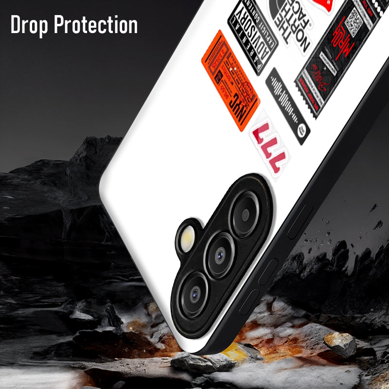 Samsung Galaxy A56 Premium Acrylic Shockproof Glass Back Case (Sticker Bundle Case)