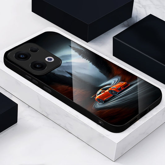 Oppo Reno 13 5G Premium Acrylic Shockproof Glass Back Case (Nissan GTR)