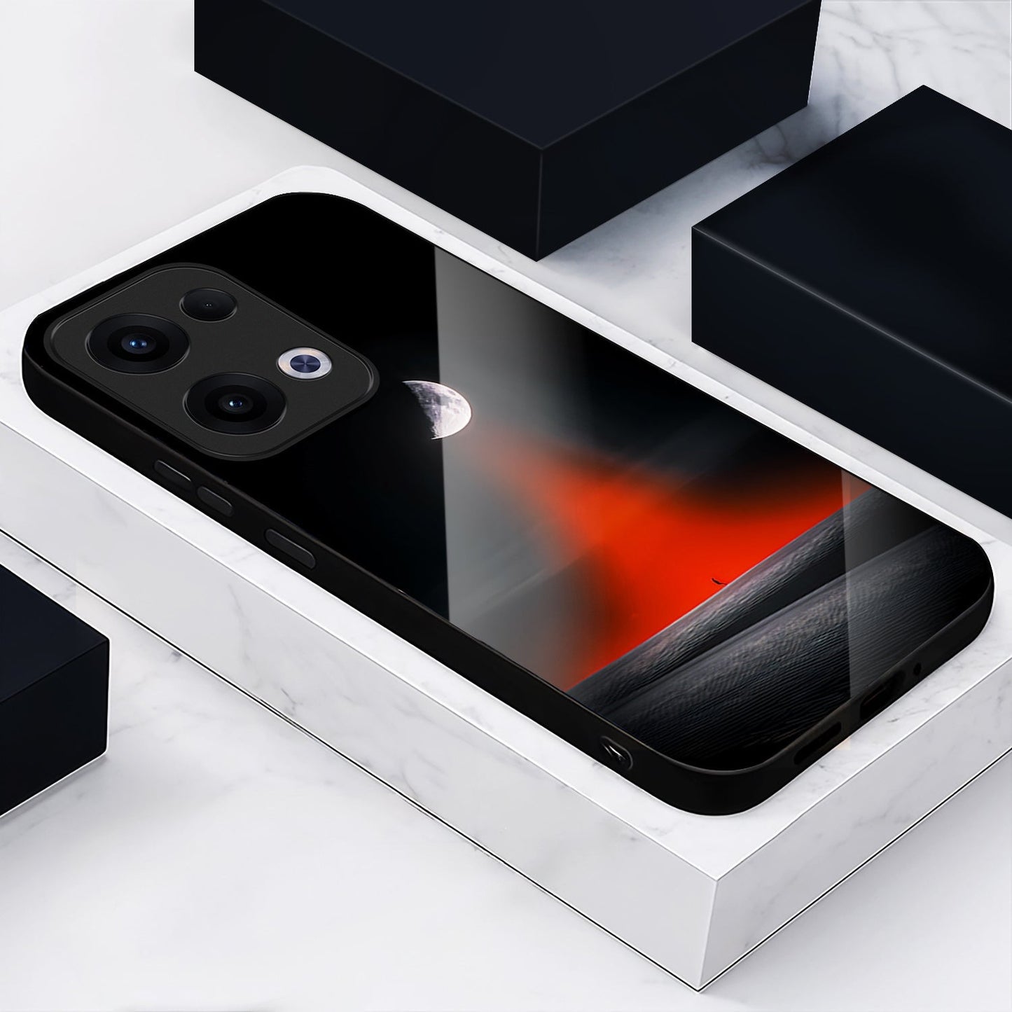 Oppo Reno 13 5G Premium Acrylic Shockproof Glass Back Case (Silent Moon)