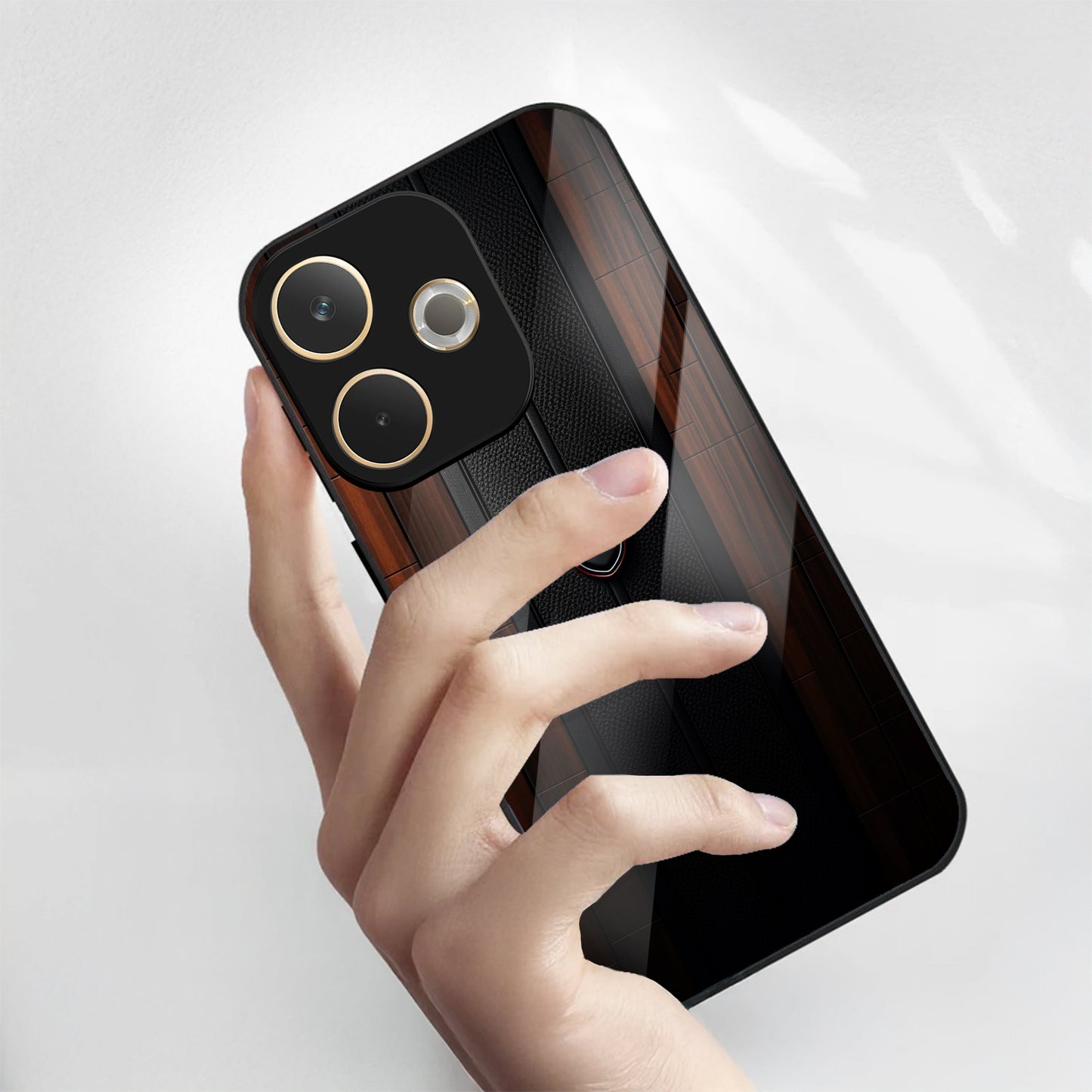 Oppo A5 Pro 5G Premium Acrylic Shockproof Glass Back Case (Carbon Oak)