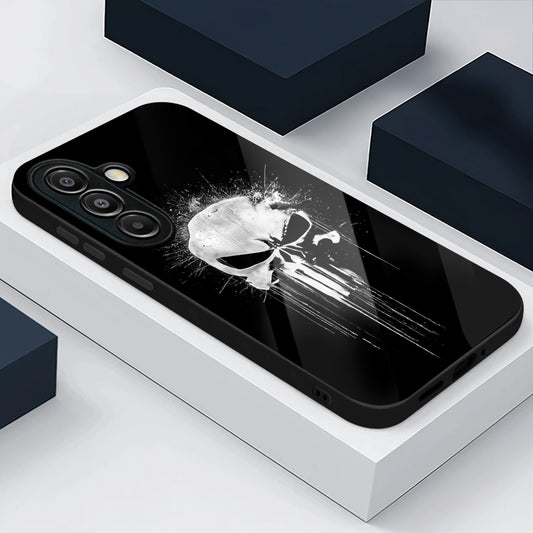 Samsung Galaxy A56 5G Premium Acrylic Shockproof Glass Back Case (Punisher Skull)