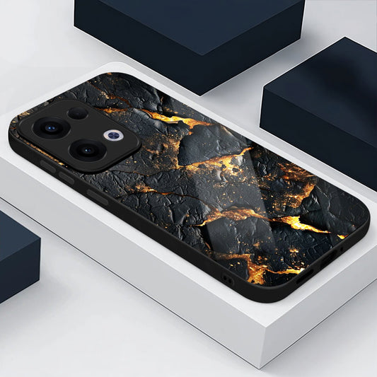 Oppo Reno 13 5G Premium Acrylic Shockproof Glass Back Case (Volcanic Gold)