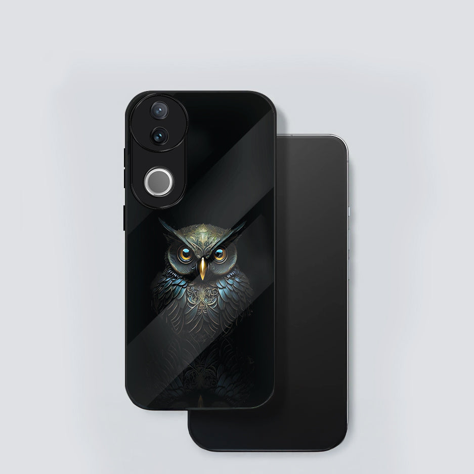 Vivo V50 5G Premium Acrylic Shockproof Glass Back Case (Midnight Owl)