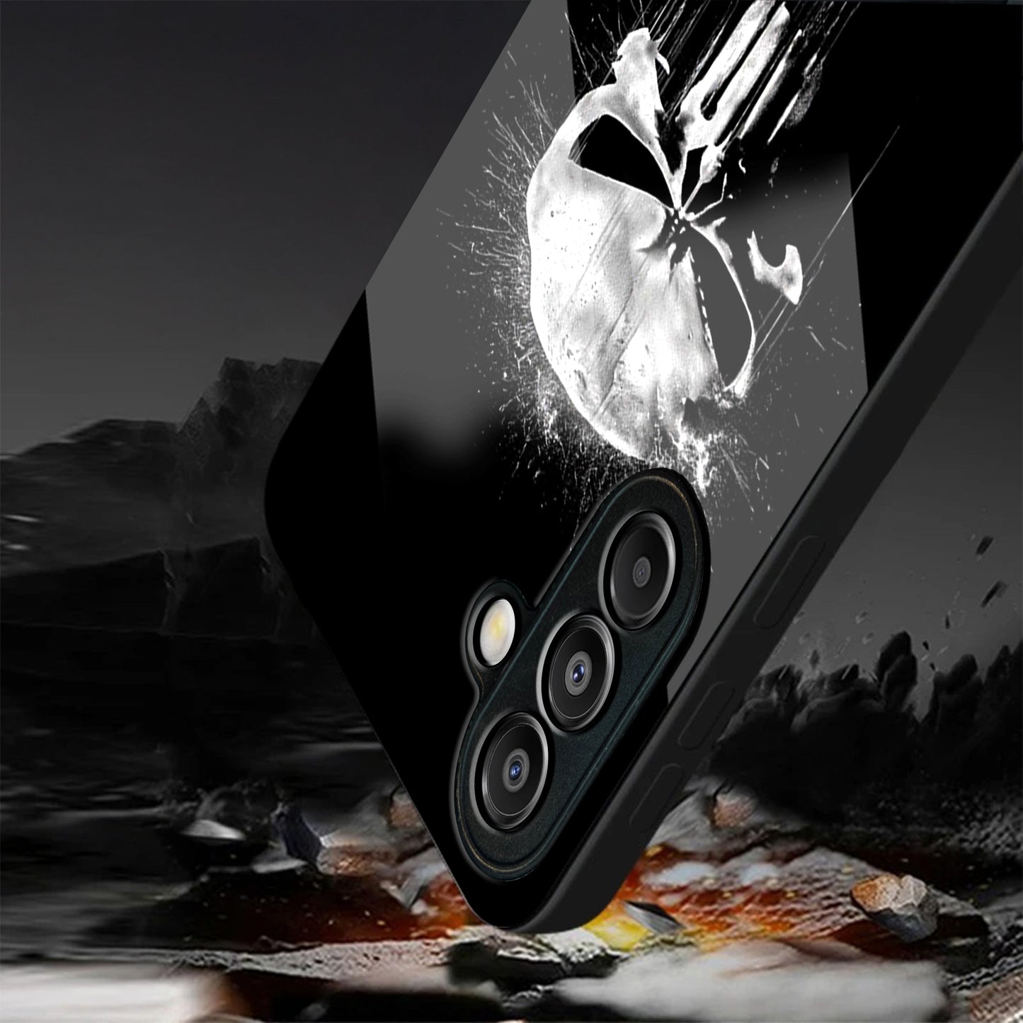 Samsung Galaxy A56 5G Premium Acrylic Shockproof Glass Back Case (Punisher Skull)