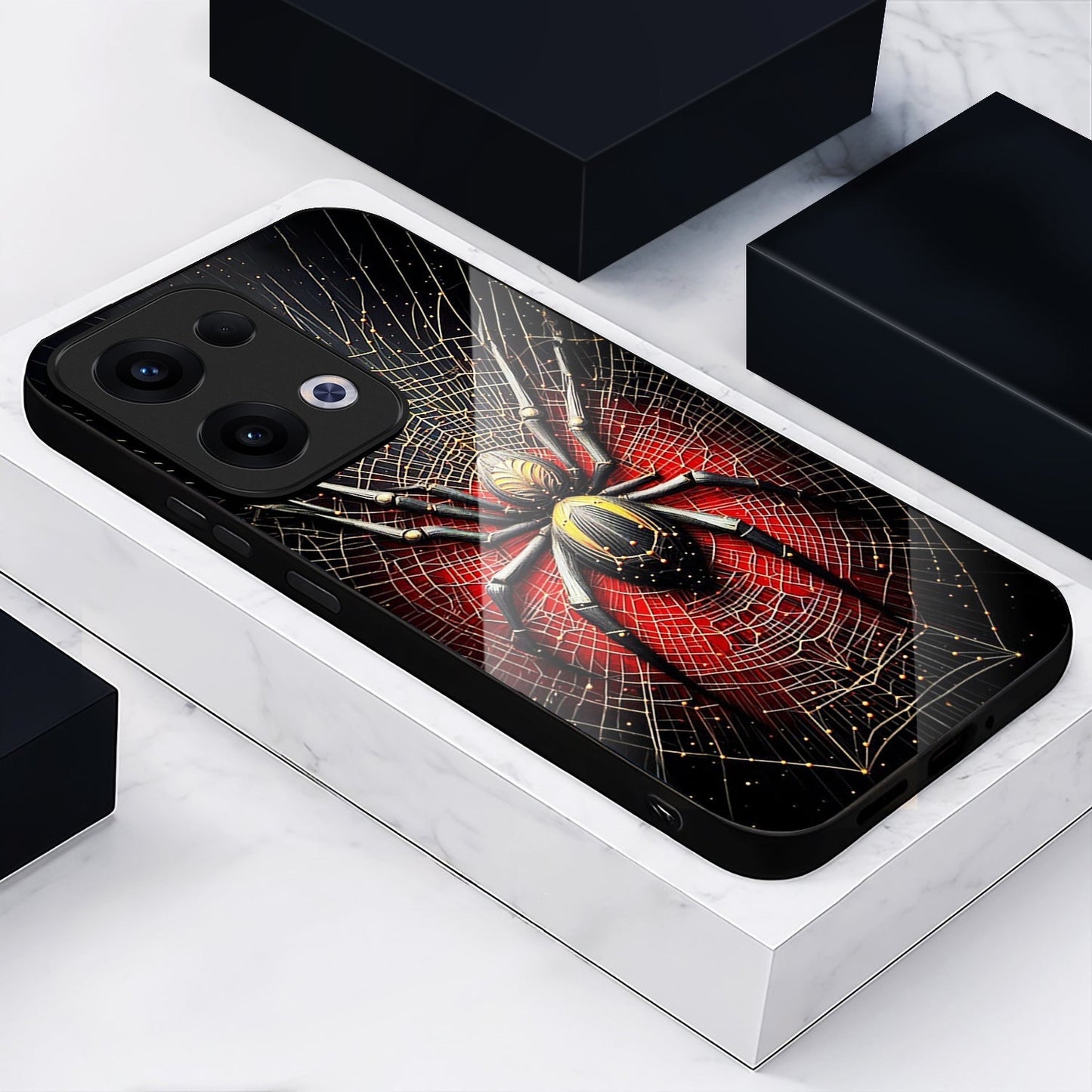 Oppo Reno 13 5G Premium Acrylic Shockproof Glass Back Case (Spider Core)