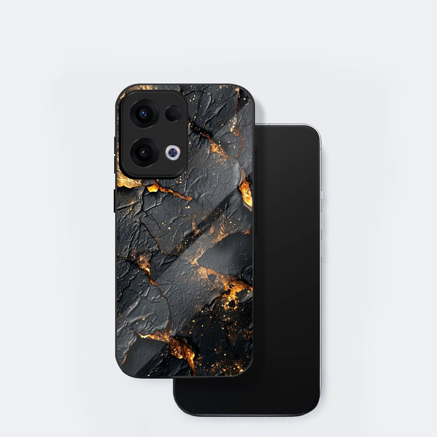 Oppo Reno 13 5G Premium Acrylic Shockproof Glass Back Case (Volcanic Gold)