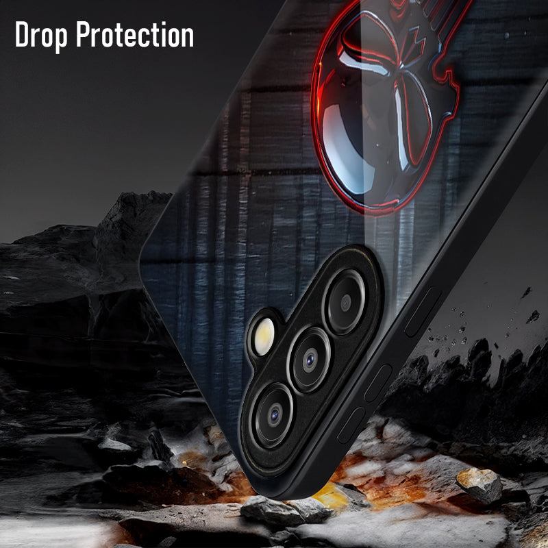 Samsung Galaxy A36 Premium Acrylic Shockproof Glass Back Case (Power Skull)