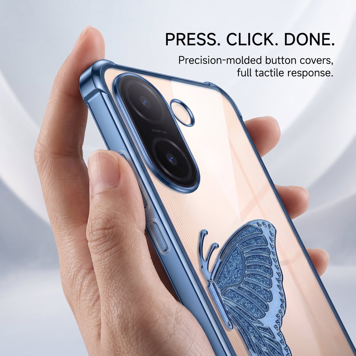 Vivo V60e 5G Premium Butterfly Glitter Transparent Shockproof Airbag Phone Case