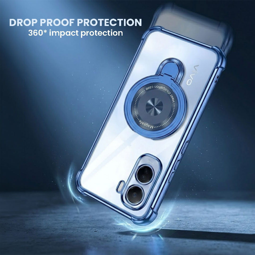 Vivo T5 Pro 5G Luxury Four Corner Invincible Bracket Ring Stand Case